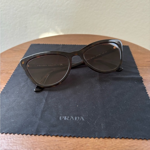 Prada SPR 01V Oversized Cat Eye Sunglasses - Havana Dark Brown Tortoise Shell - Picture 2 of 16